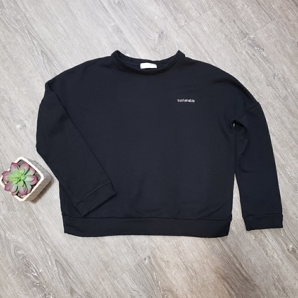 Oak + Fort * Sustainable Black Sweatshirt * Sz XS